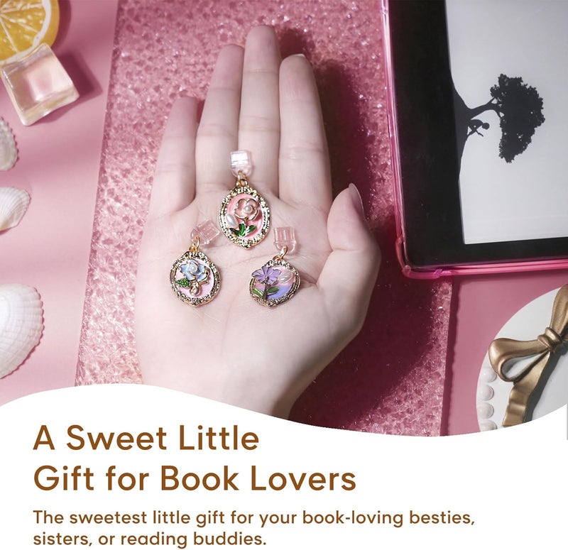 sunla Store 3Pcs Charms for Kindle, Exquisite Flowers Dust Plug Charm Compatible with E-Reader, Phone, Ipad with Type C/USB C Charging Port-CP003 - Image 4